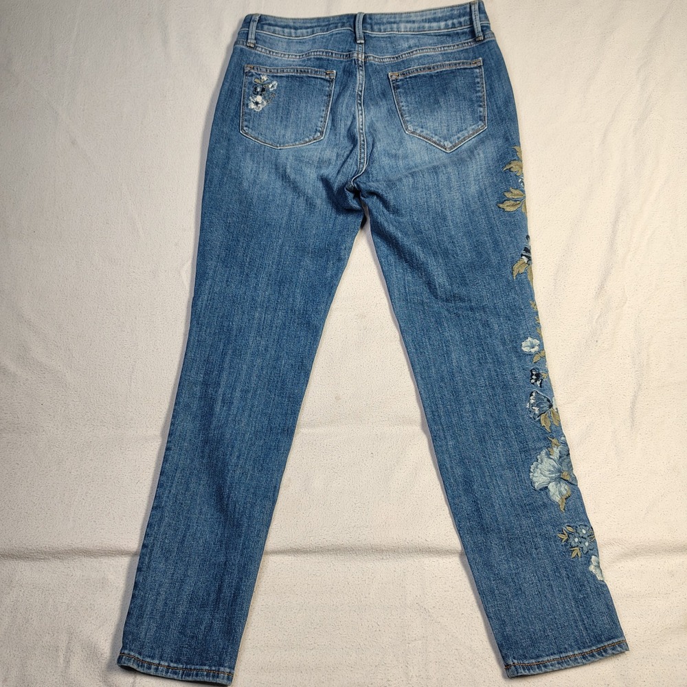 Driftwood Women Jackie Jeans 30x28 Blue Stretch Floral Embroidered Straight - Picture 10 of 14